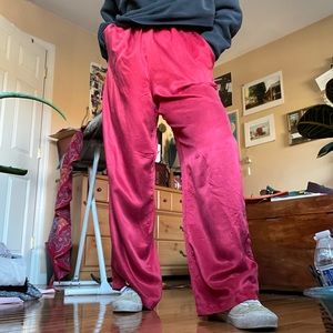 100% Silk Red Pants Stretch Waist Vittadini Size L